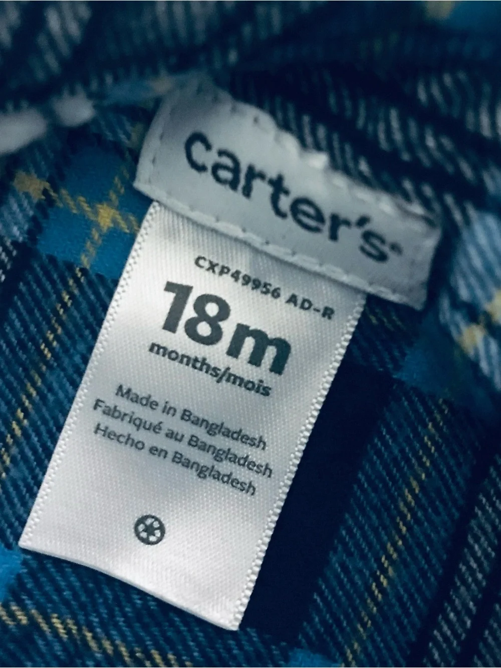 Carter’s Plaid Flannel Button Down Shirt Size 18 Months